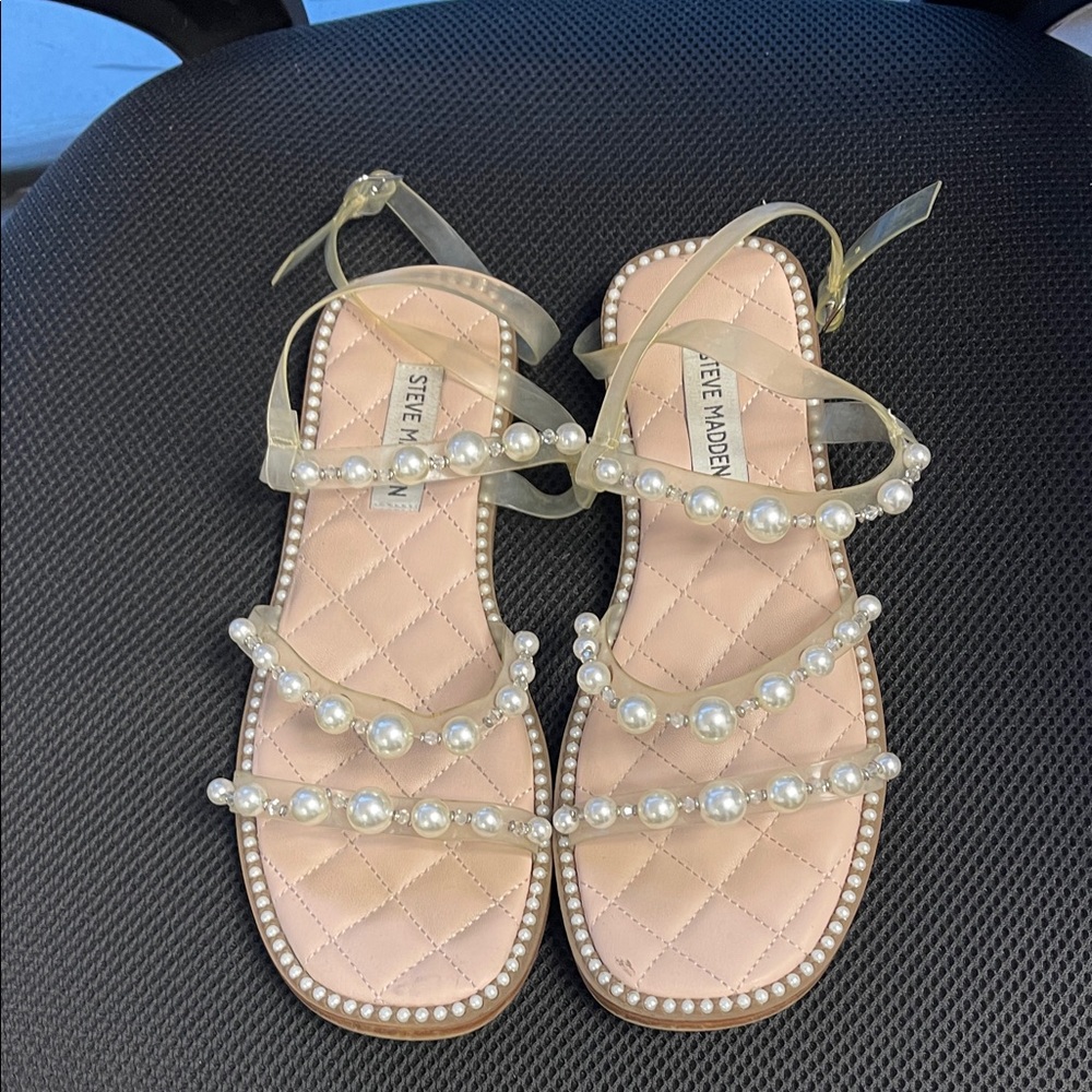 Steve Madden Pearl Strap Sandals - Cream